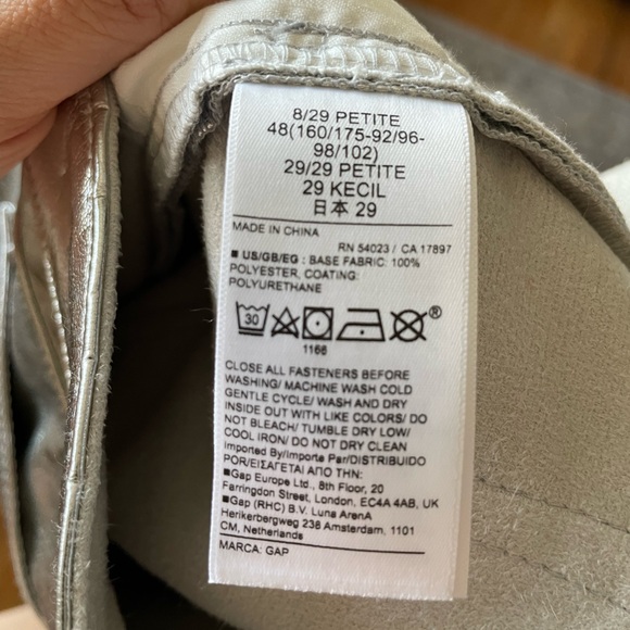 Petite GAP Cheeky Straight High Rise Pants 29P / 8P - Metallic Silver - Picture 5 of 5